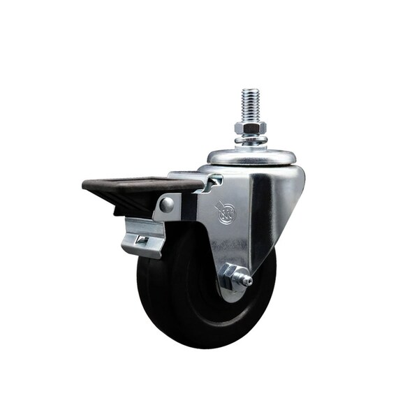 Service Caster 35 Inch Soft Rubber 10 MM Threaded Stem Caster with Brake SCC-TS20S3514-SRS-PLB-M1015 - main